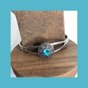 Silver and Blue Gemstone Bracelet